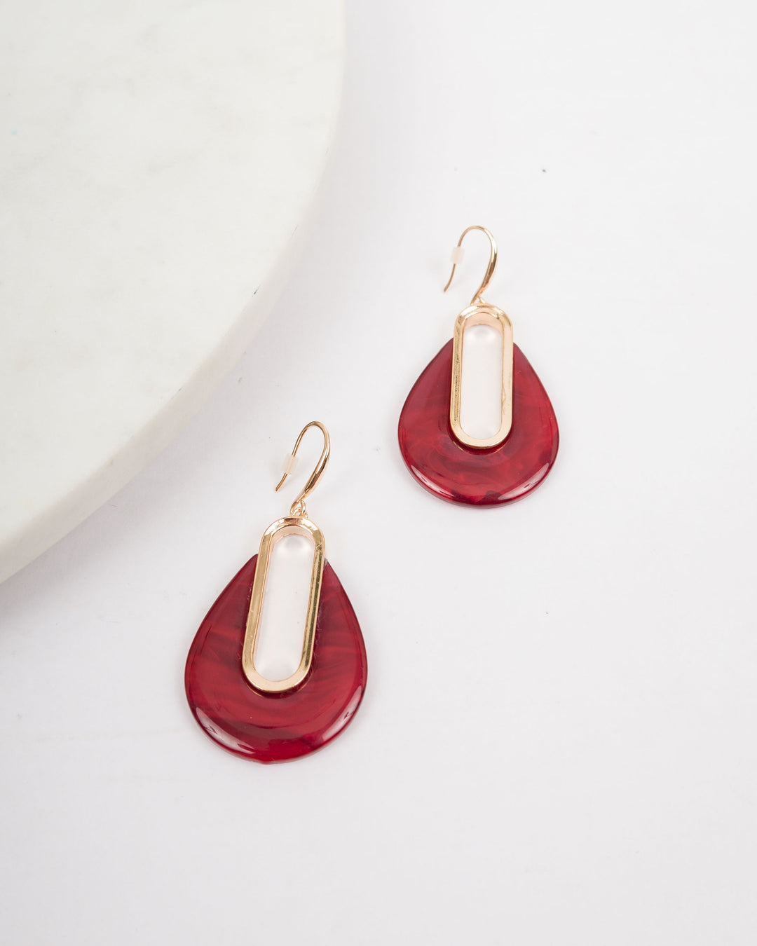 Tear Drop Earrings - Red