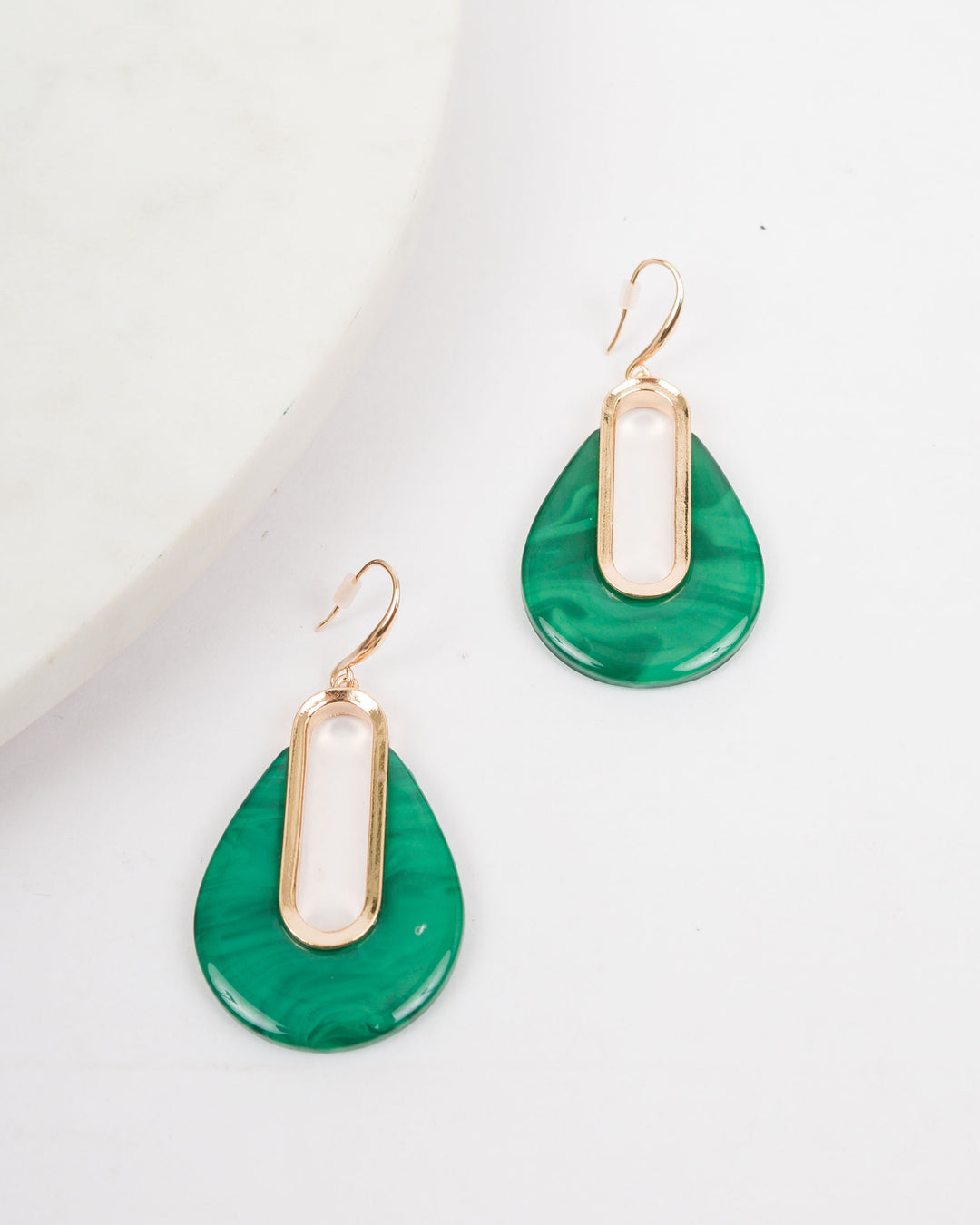 Tear Drop Earrings - Green