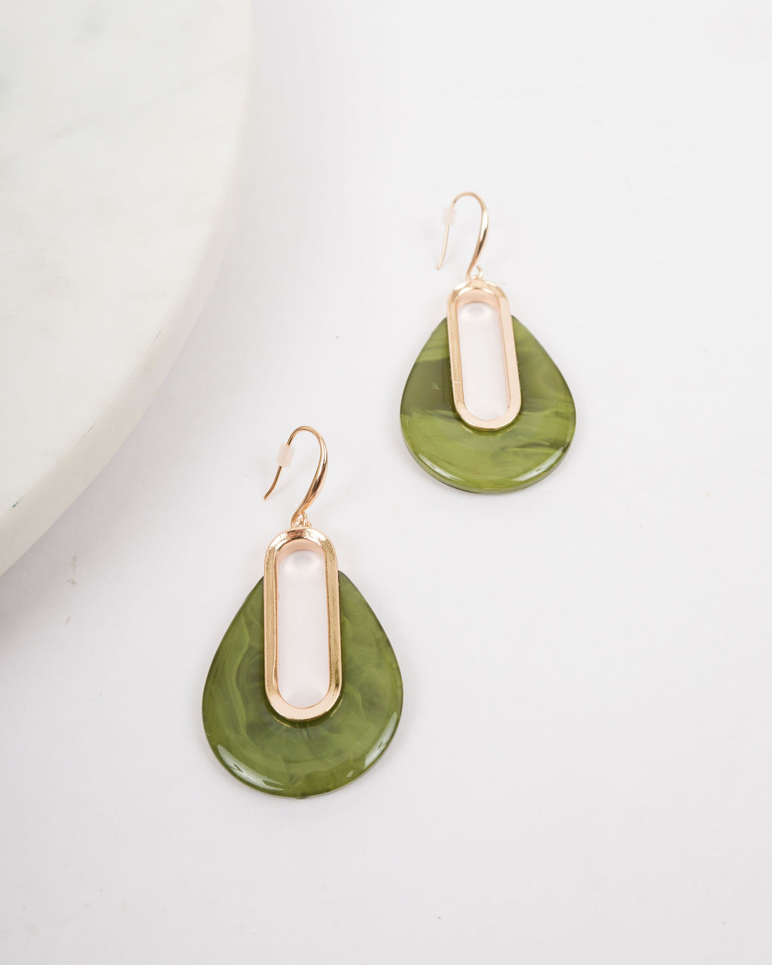 Tear Drop Earrings - Olive