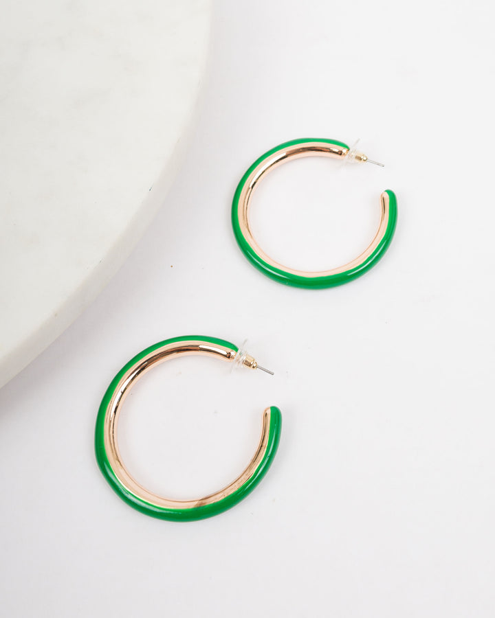 Keepsake Resin Hoop Earrings - Green