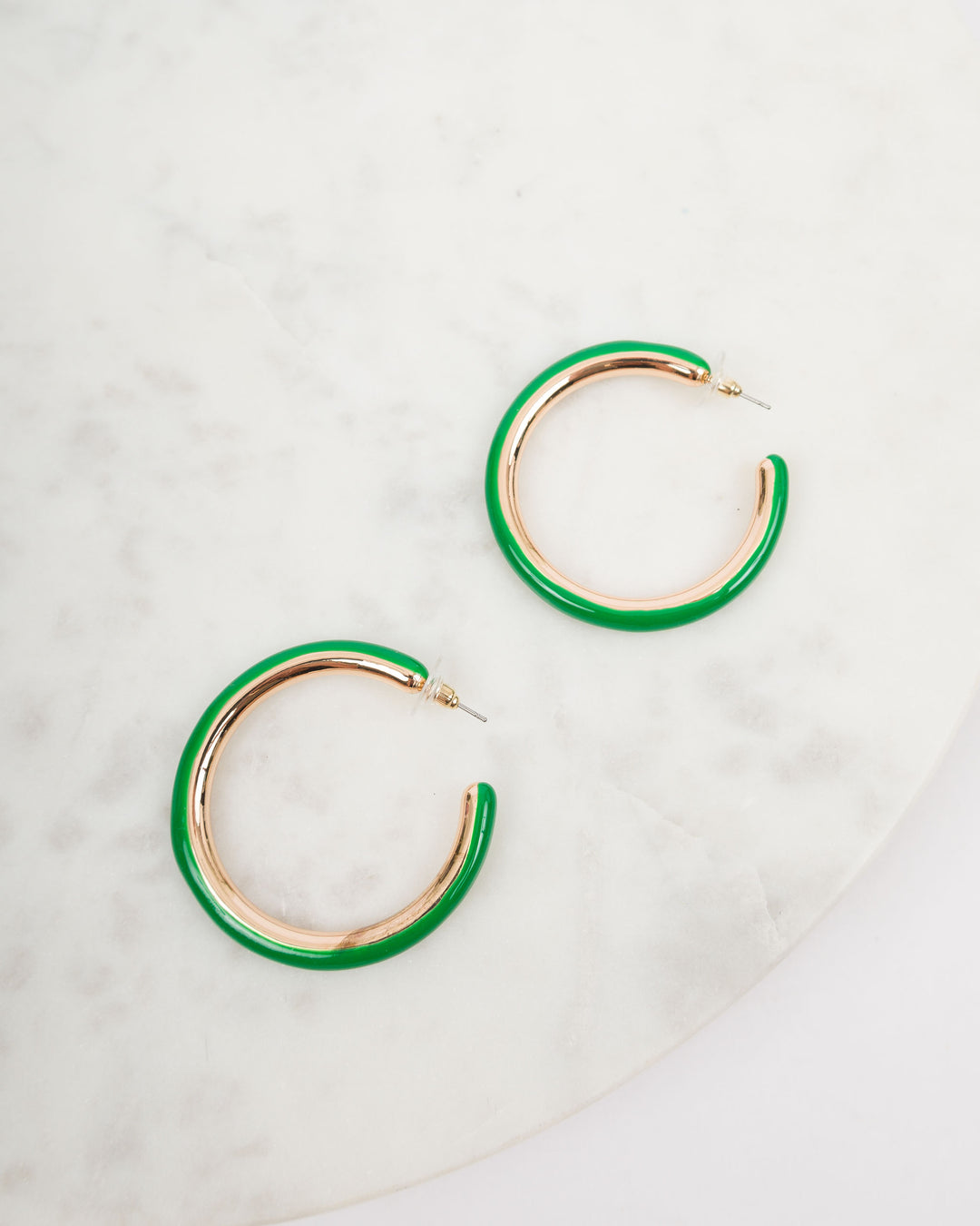 Keepsake Resin Hoop Earrings - Green