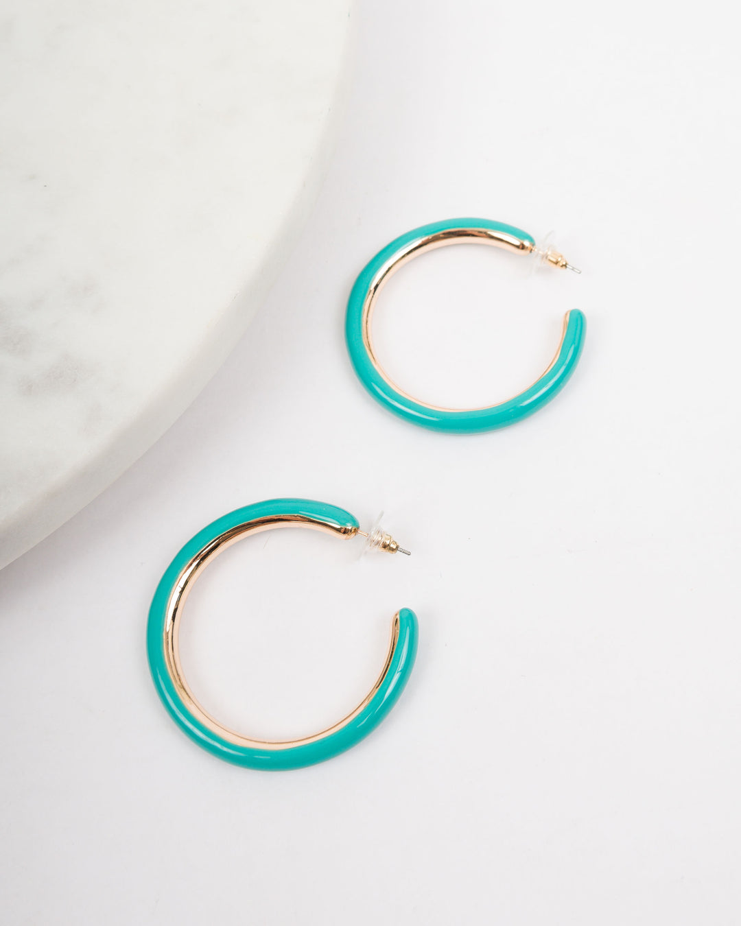 Keepsake Resin Hoop Earrings - Light Blue
