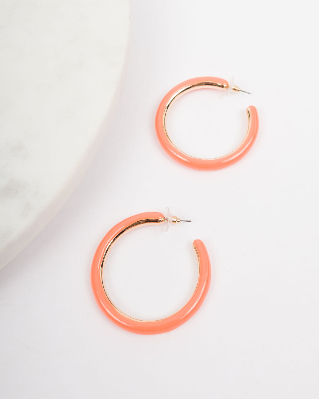 Keepsake Resin Hoop Earrings - Orange