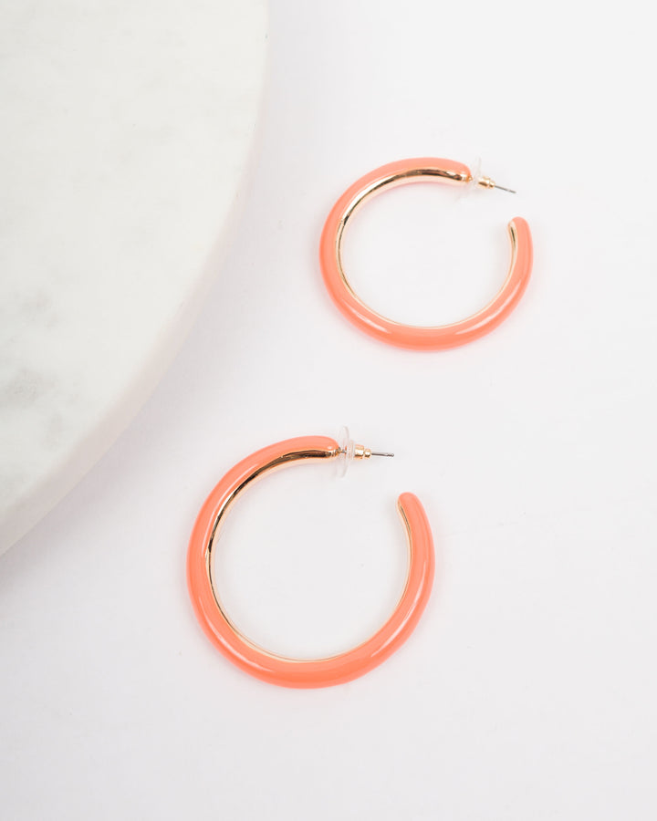 Keepsake Resin Hoop Earrings - Orange
