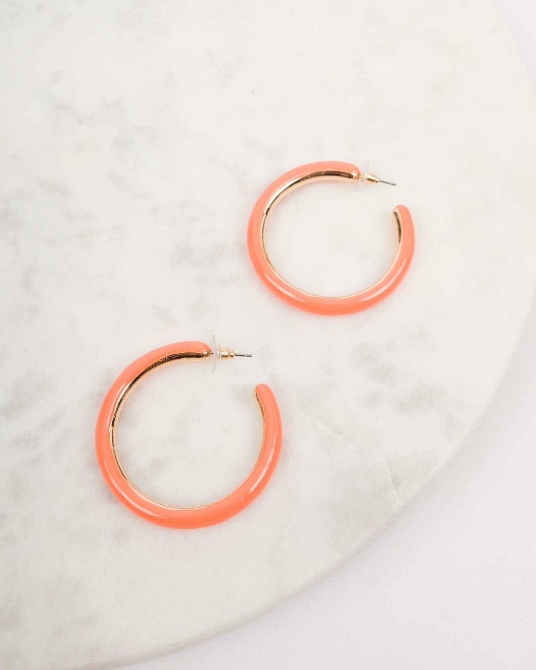 Keepsake Resin Hoop Earrings - Orange