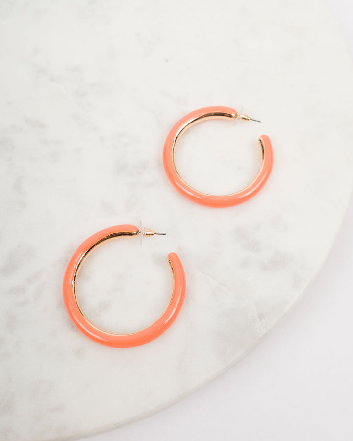 Keepsake Resin Hoop Earrings - Orange