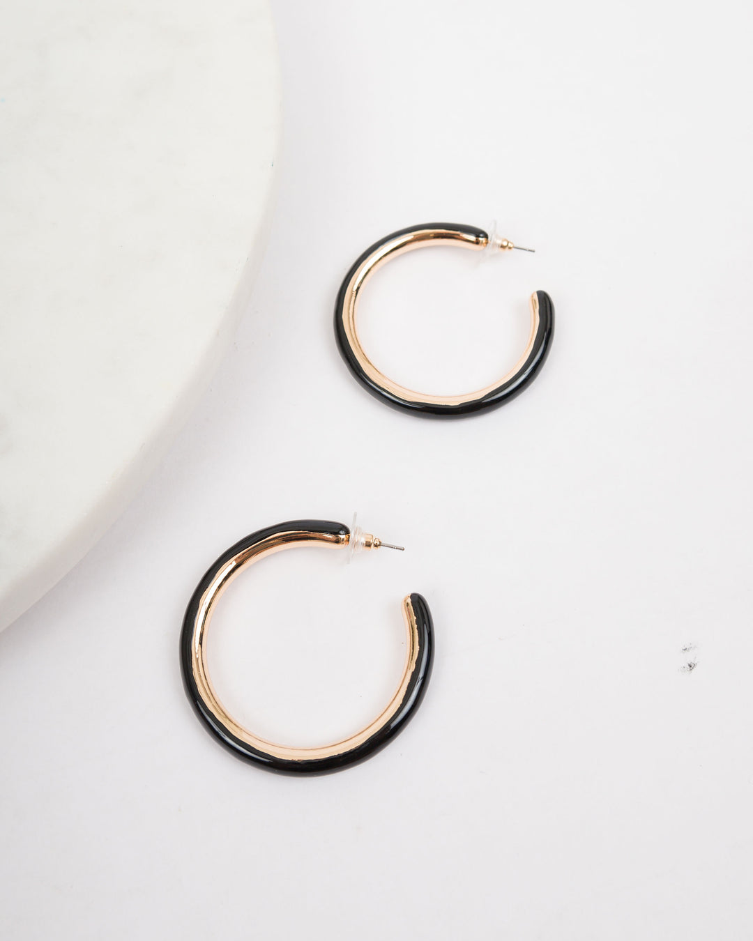 Keepsake Resin Hoop Earrings - Black