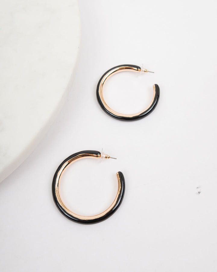 Keepsake Resin Hoop Earrings - Black