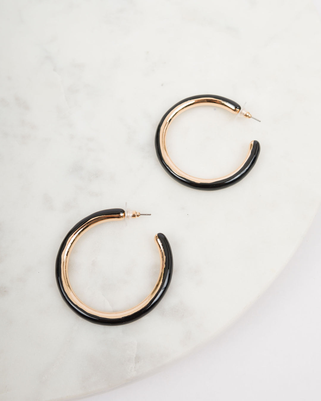Keepsake Resin Hoop Earrings - Black