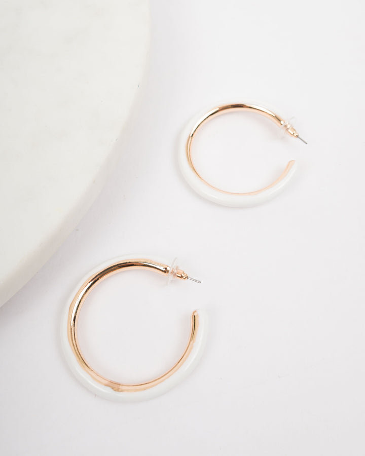 Keepsake Resin Hoop Earrings - White