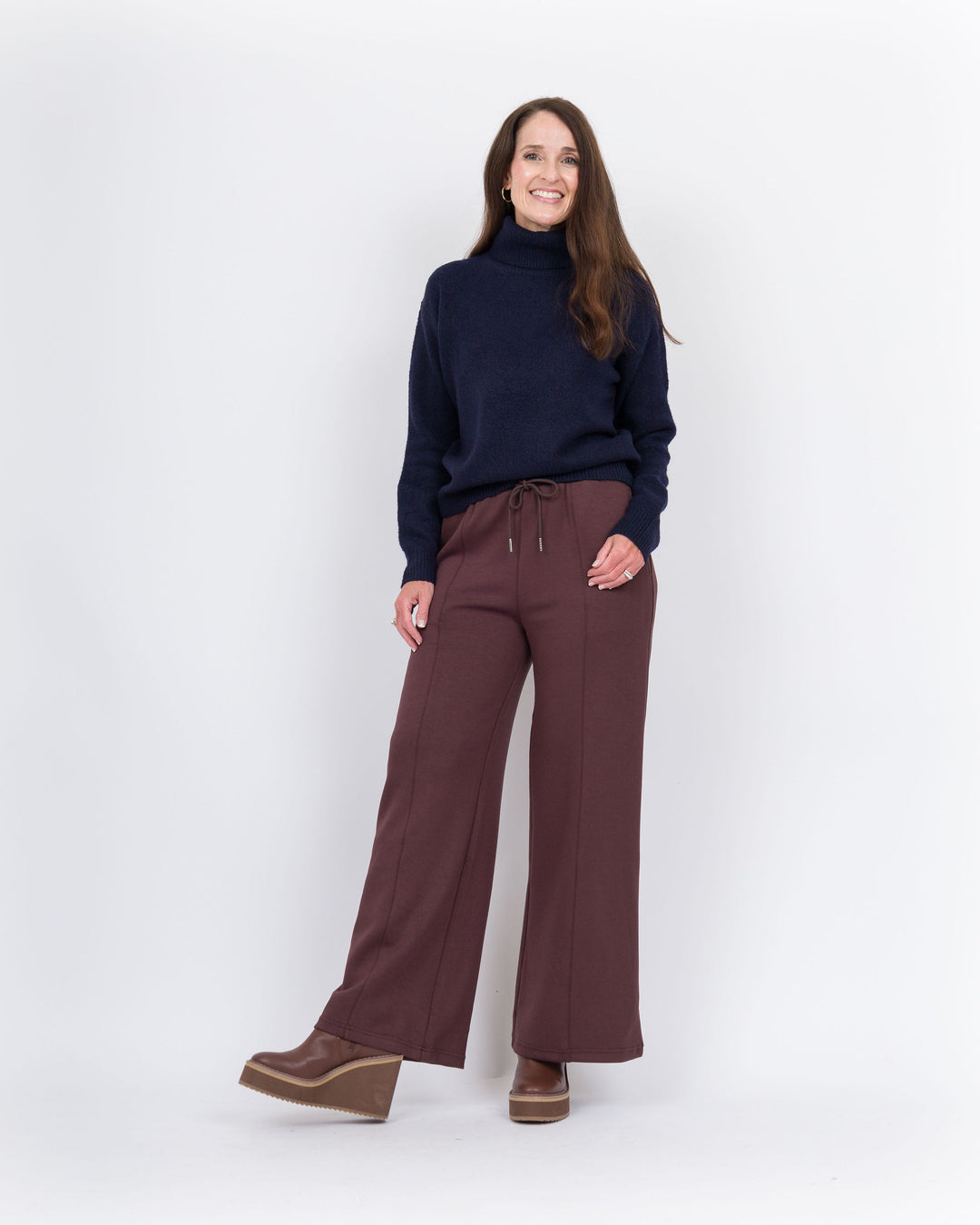 Kasha WideLeg Sweatpants-Brown