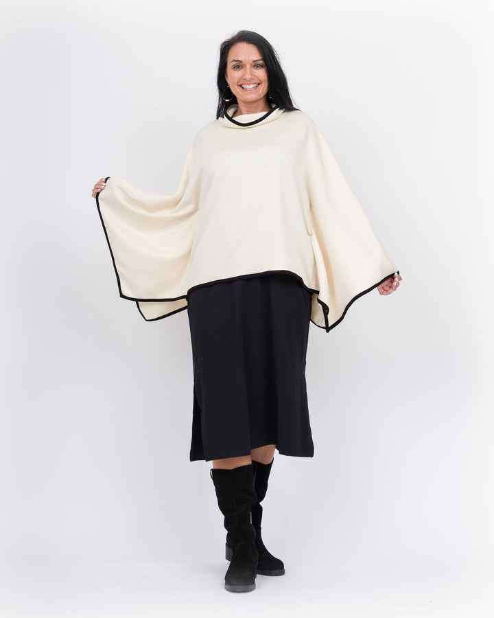 Piping Hot Poncho Top-Eggshell