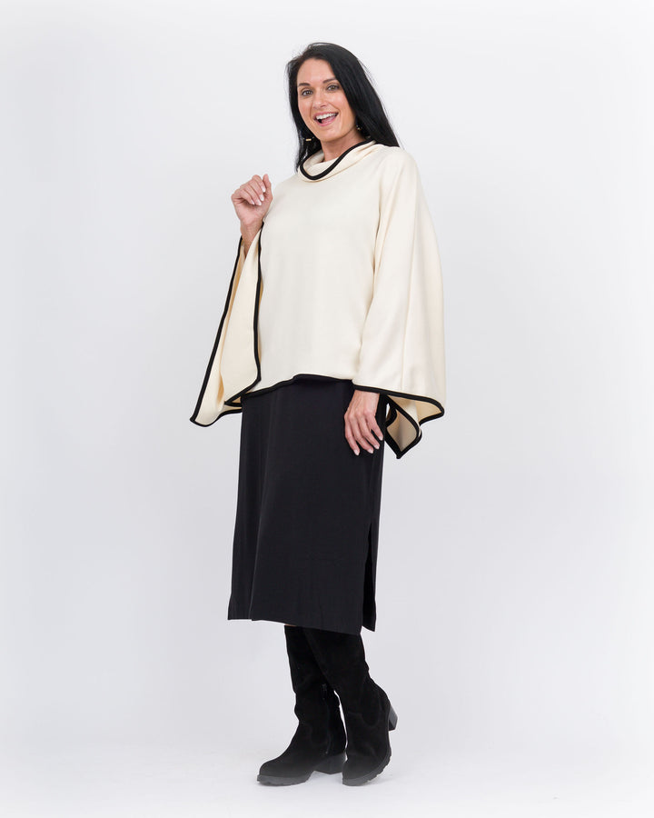 Piping Hot Poncho Top-Eggshell