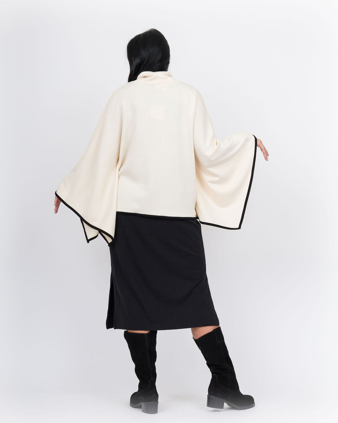 Piping Hot Poncho Top-Eggshell