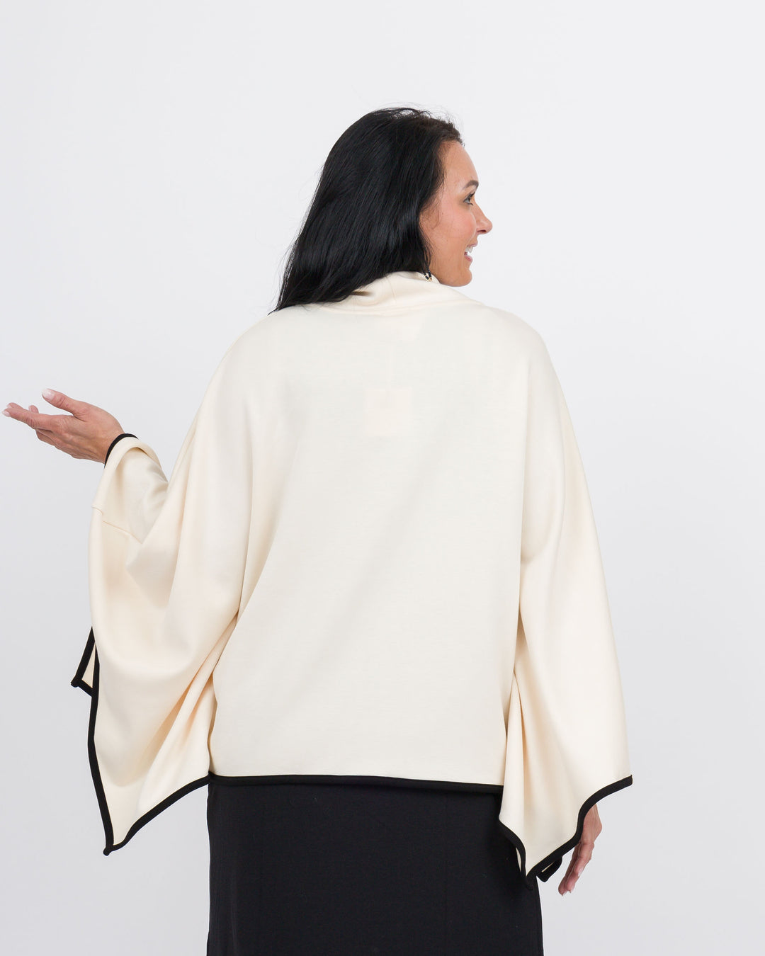 Piping Hot Poncho Top-Eggshell