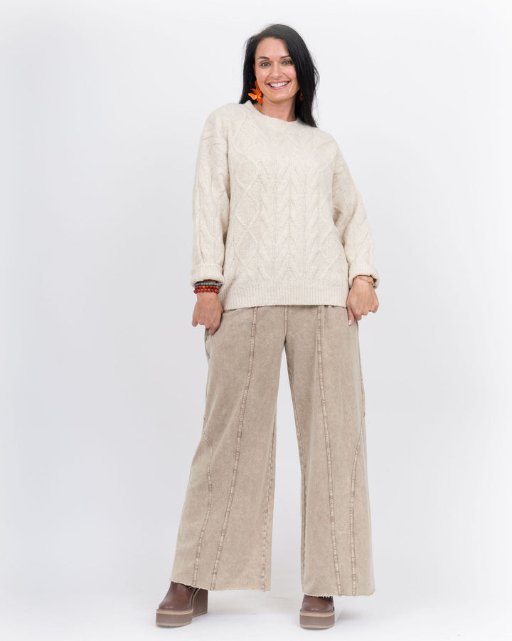 Makayla Smock Waist Pants-Mocha