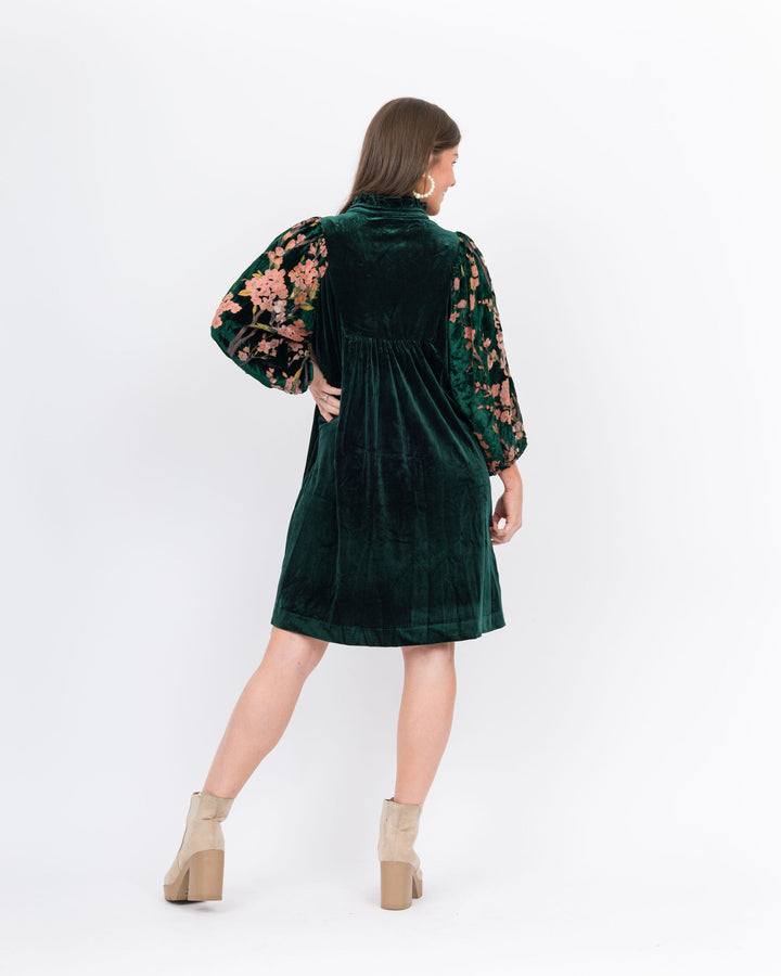 Quinn Velvet Dress-Hunter Green