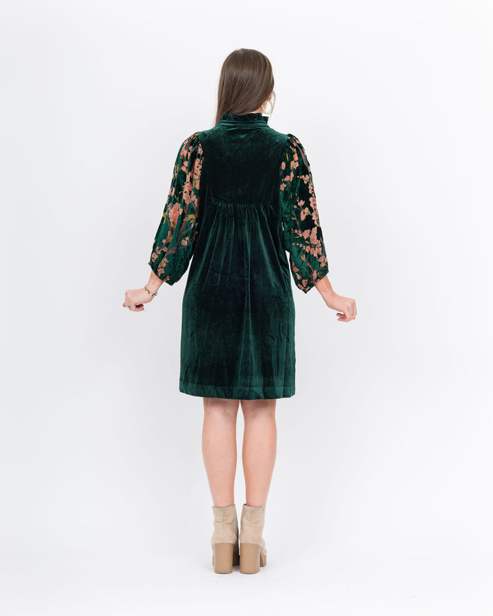 Quinn Velvet Dress-Hunter Green