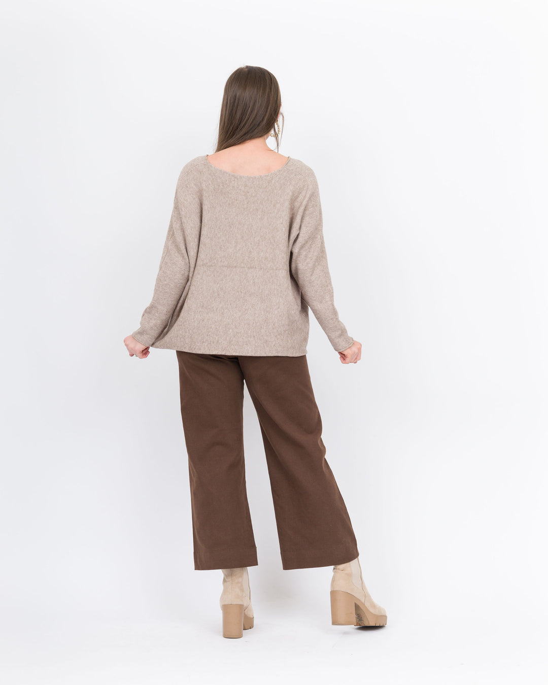 V-Neck Oatmeal Sweater