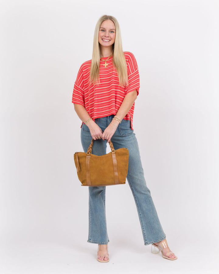 Kerisma Tira Tee - Coral and Ecru Striped