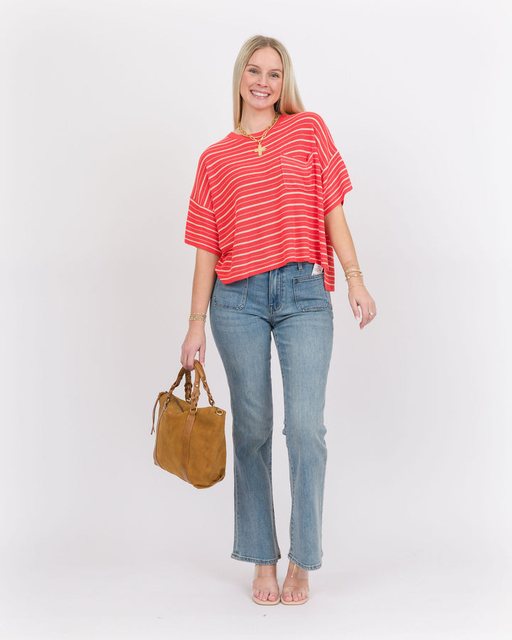 Kerisma Tira Tee - Coral and Ecru Striped