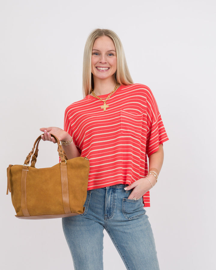 Kerisma Tira Tee - Coral and Ecru Striped