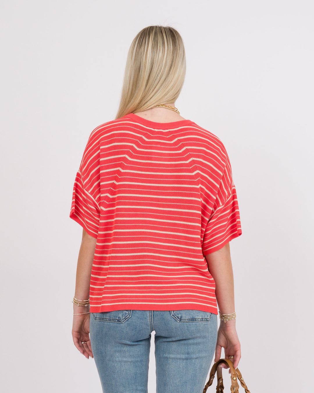 Kerisma Tira Tee - Coral and Ecru Striped