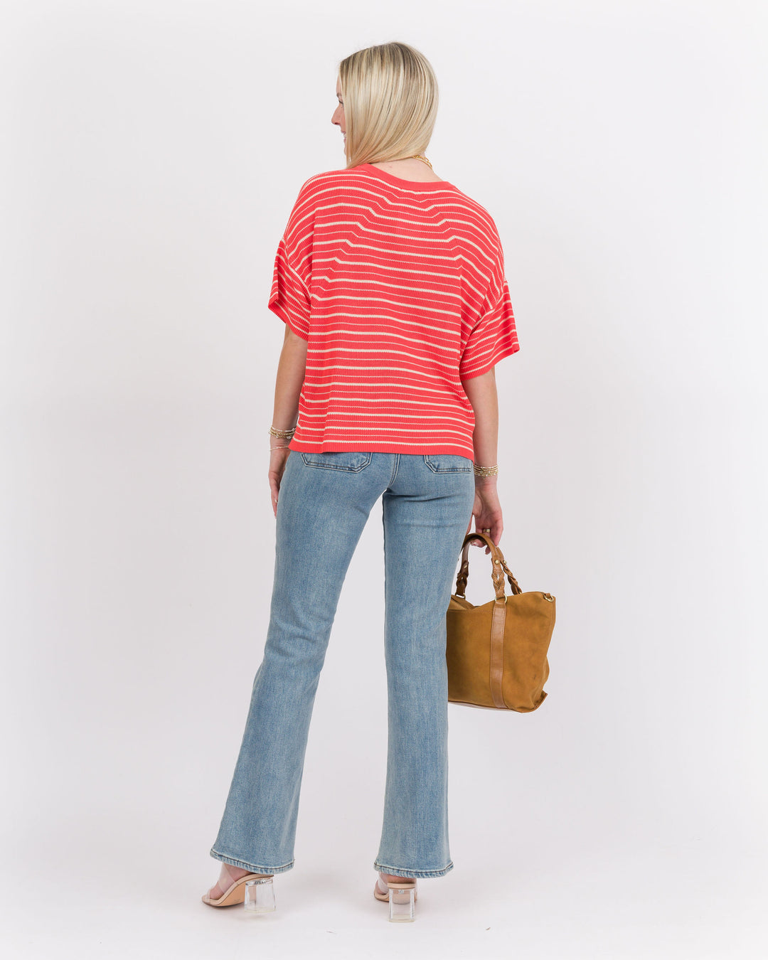 Kerisma Tira Tee - Coral and Ecru Striped