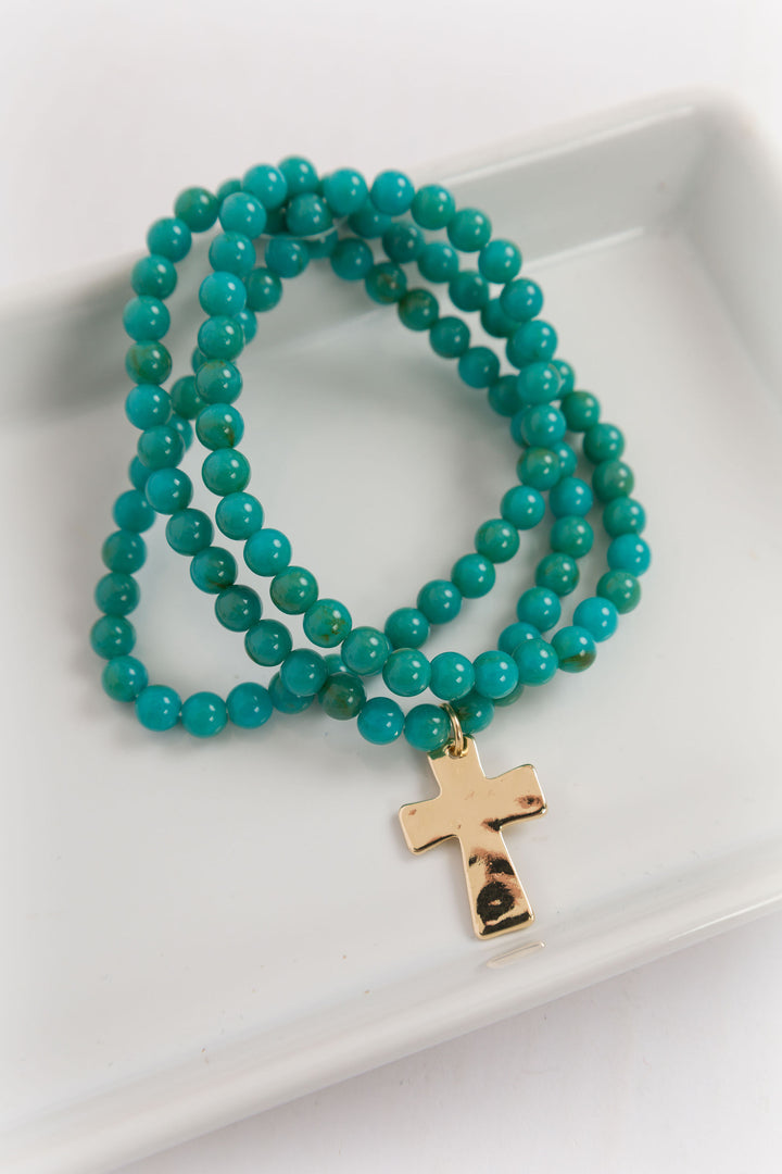 3  Strand Resin Bead Cross Bracelet
