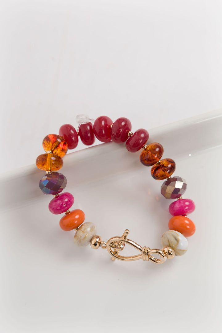 Multi Color Beaded Bracelet - Maroon