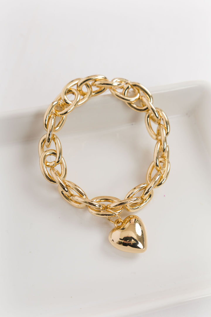 Metal Link Cross Bracelet Gold