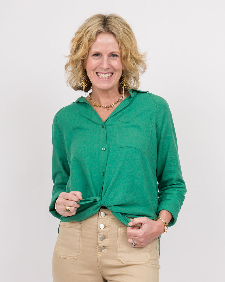 Z Supply The Perfect Linen Top - Botanical Green