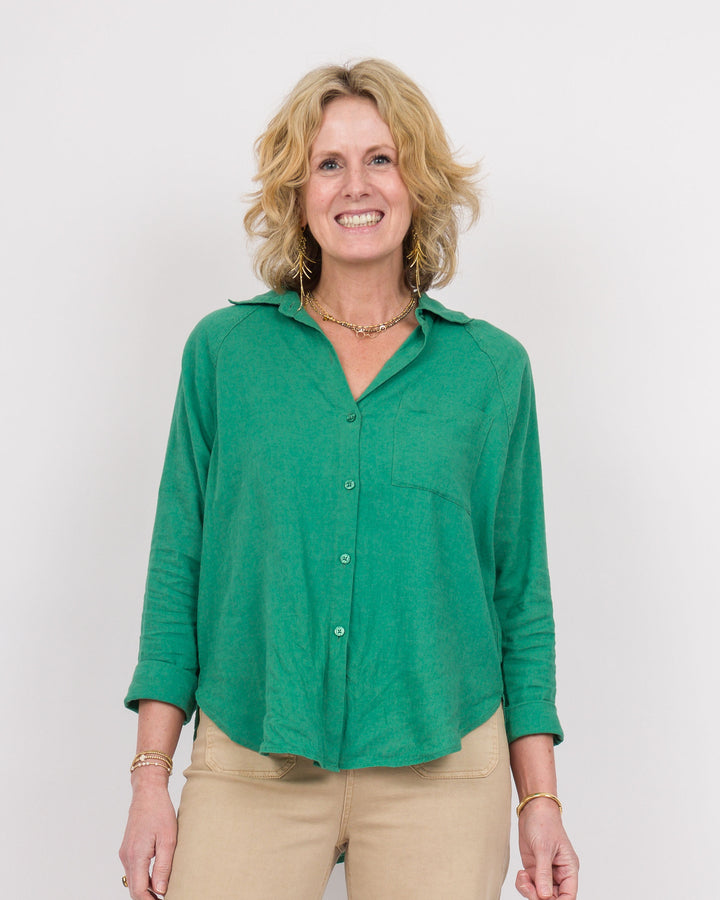 Z Supply The Perfect Linen Top - Botanical Green