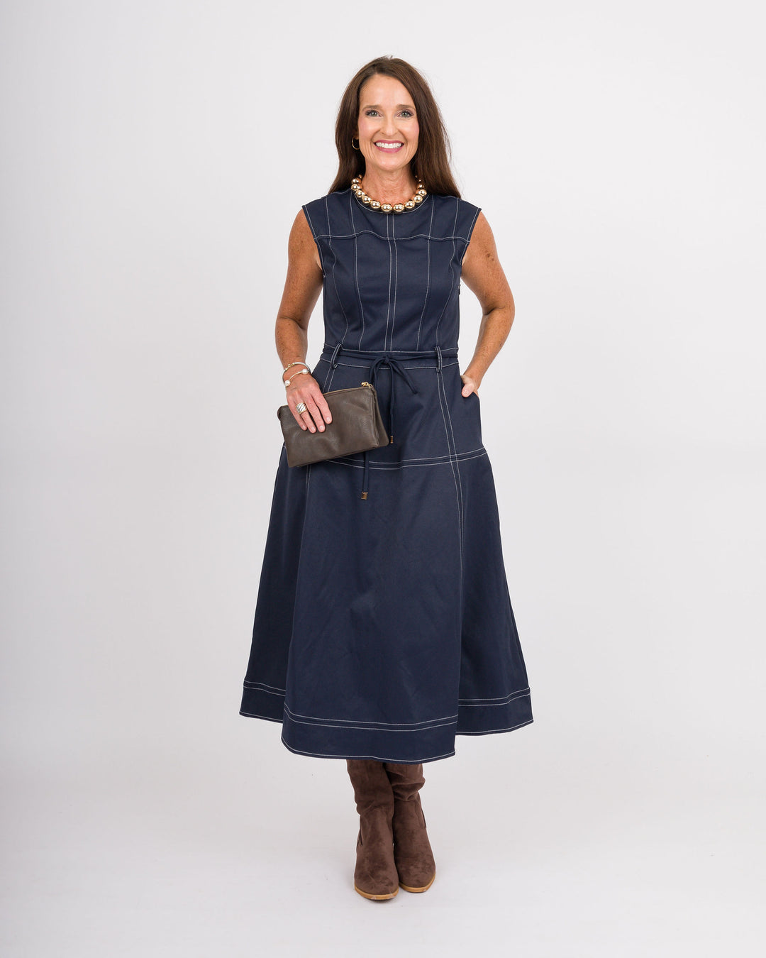 The Camden Navy Midi Dress