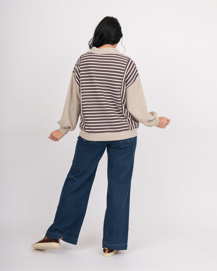 Tate Striped Top - Brown + Taupe
