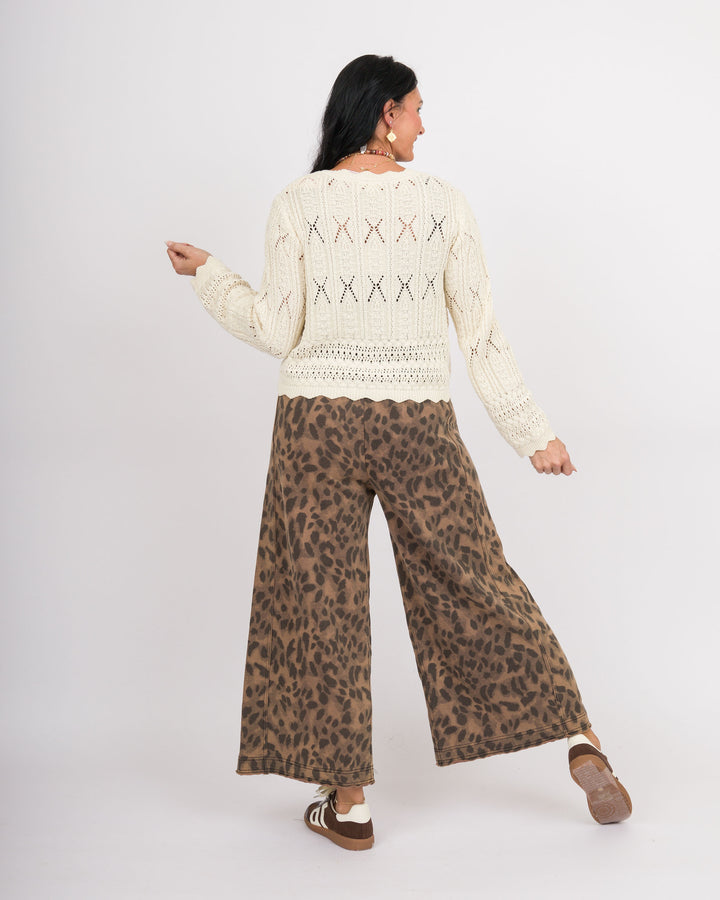 Ivory Front Tie Knit Cardigan