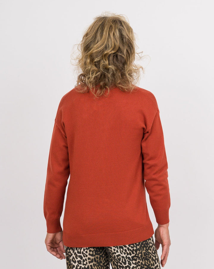 Heart of Pine Jalissa Ribbed V-Neck Sweater - Copper