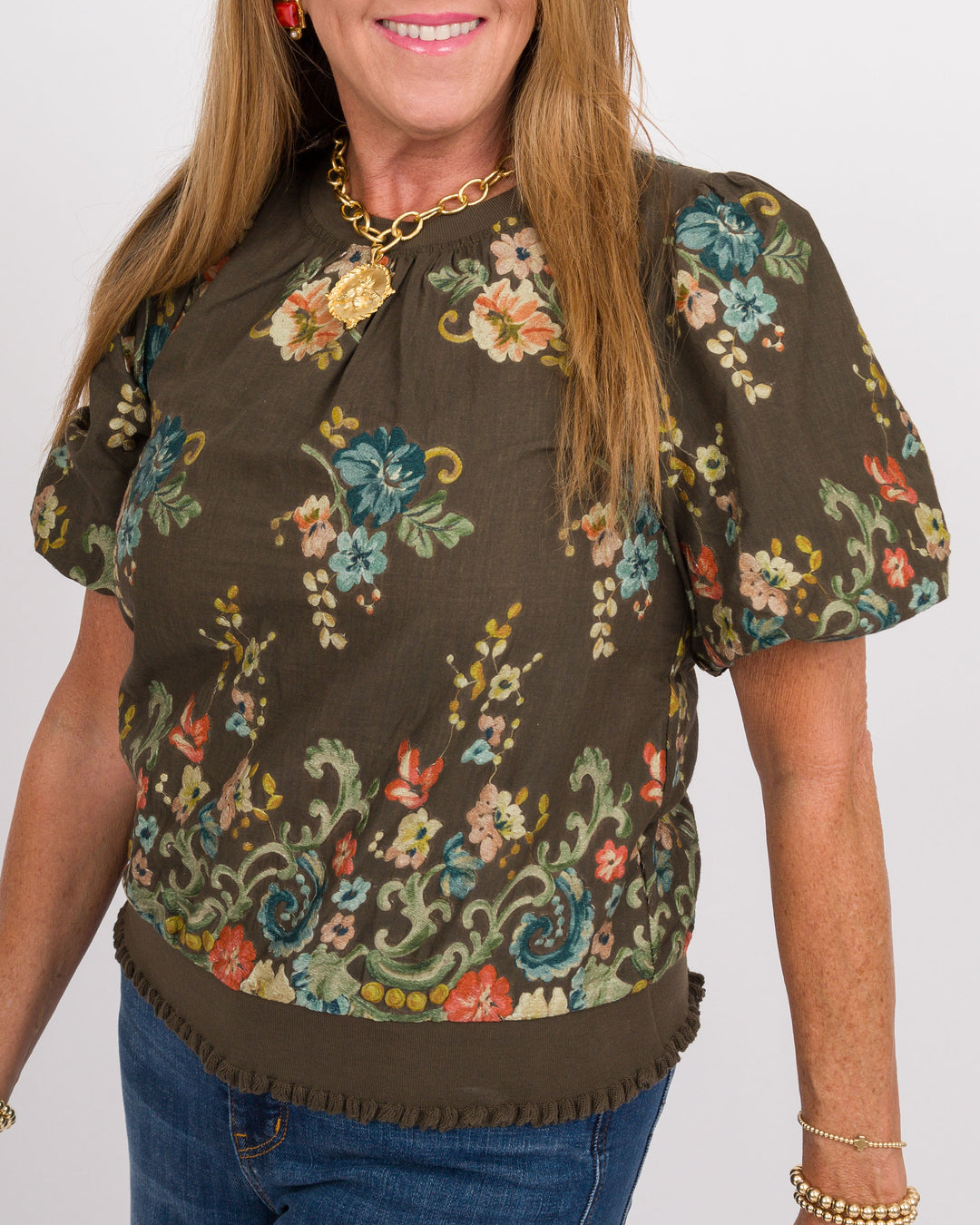 Hennessy Embroidered Top - Brown