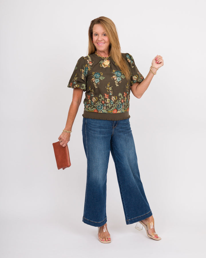 Hennessy Embroidered Top - Brown