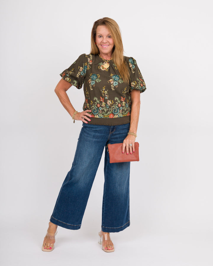 Hennessy Embroidered Top - Brown