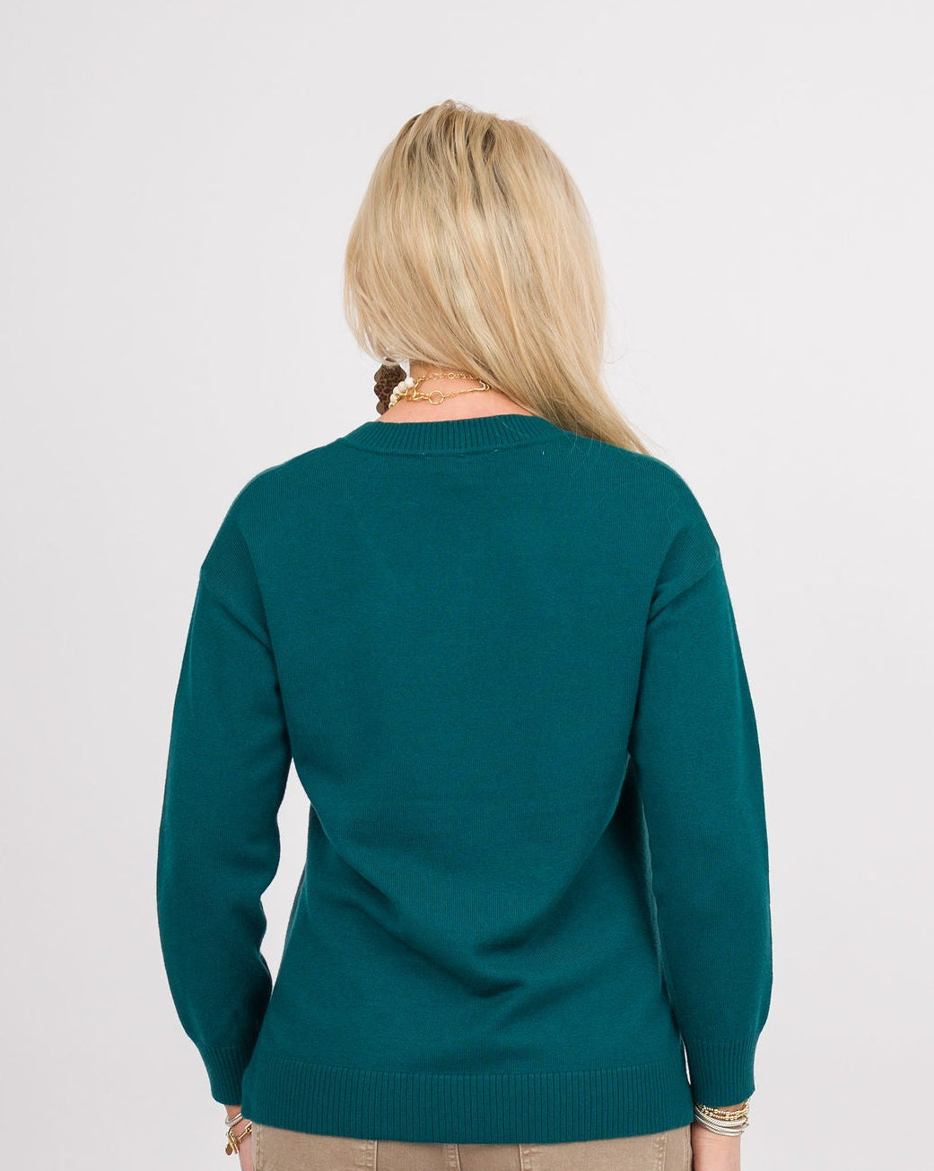 Heart of Pine Jalissa Ribbed V-Neck Sweater - Spruce Green