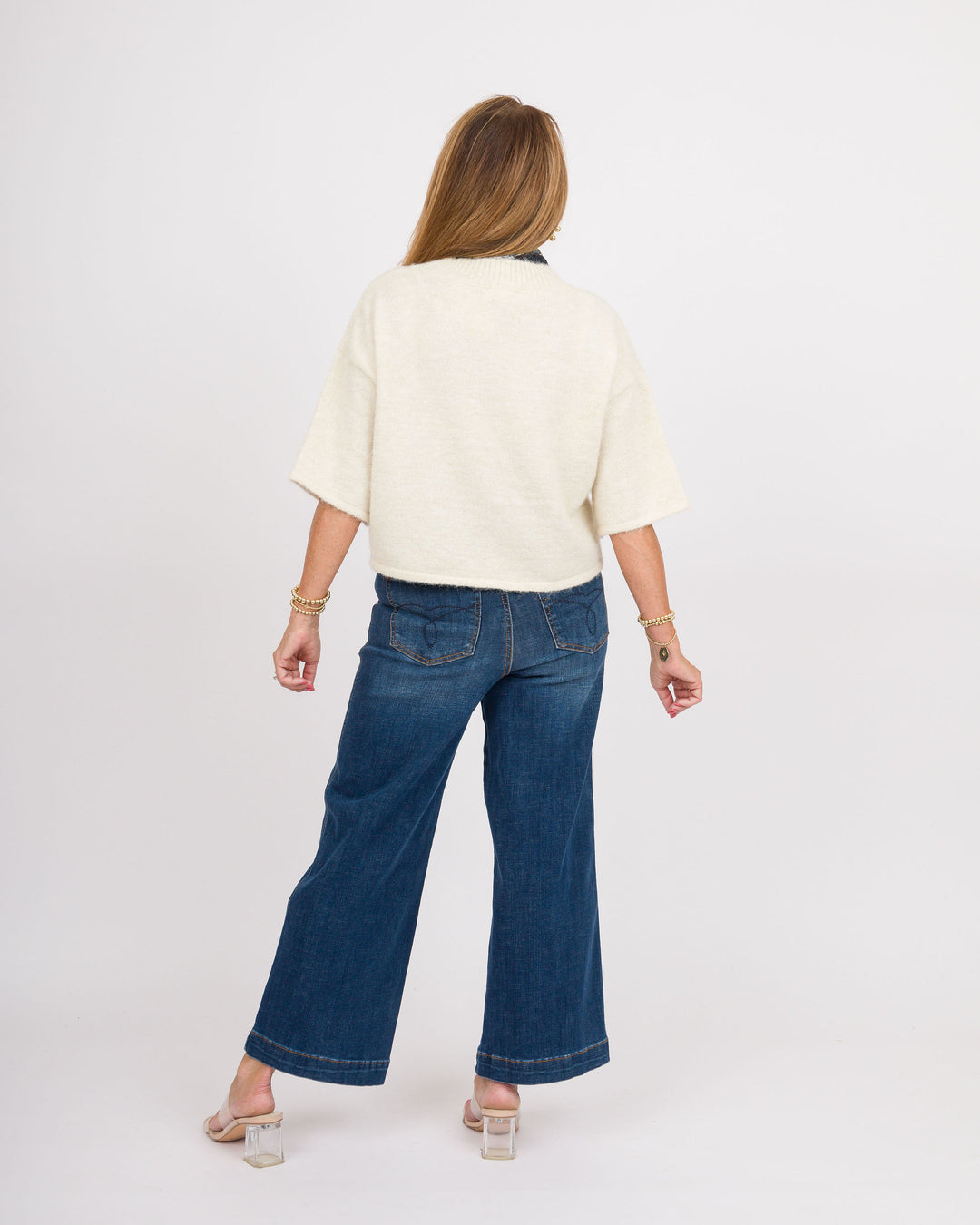 Oatmeal Drop Shoulder Short Sleeve Sweater