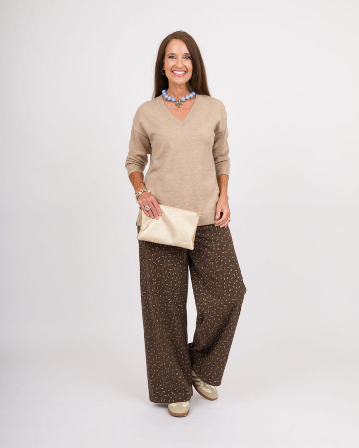 Heart of Pine Jalissa Ribbed V-Neck Sweater - Oatmeal