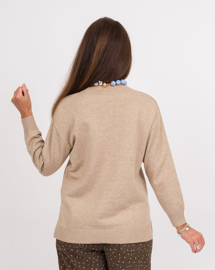Heart of Pine Jalissa Ribbed V-Neck Sweater - Oatmeal
