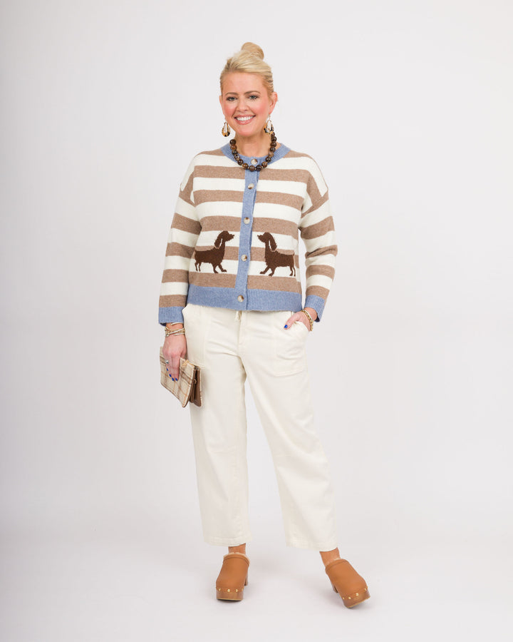Frosted Mocha Dachsund Botton Down Cardigan
