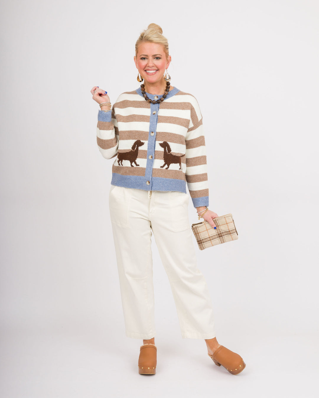 Frosted Mocha Dachsund Botton Down Cardigan