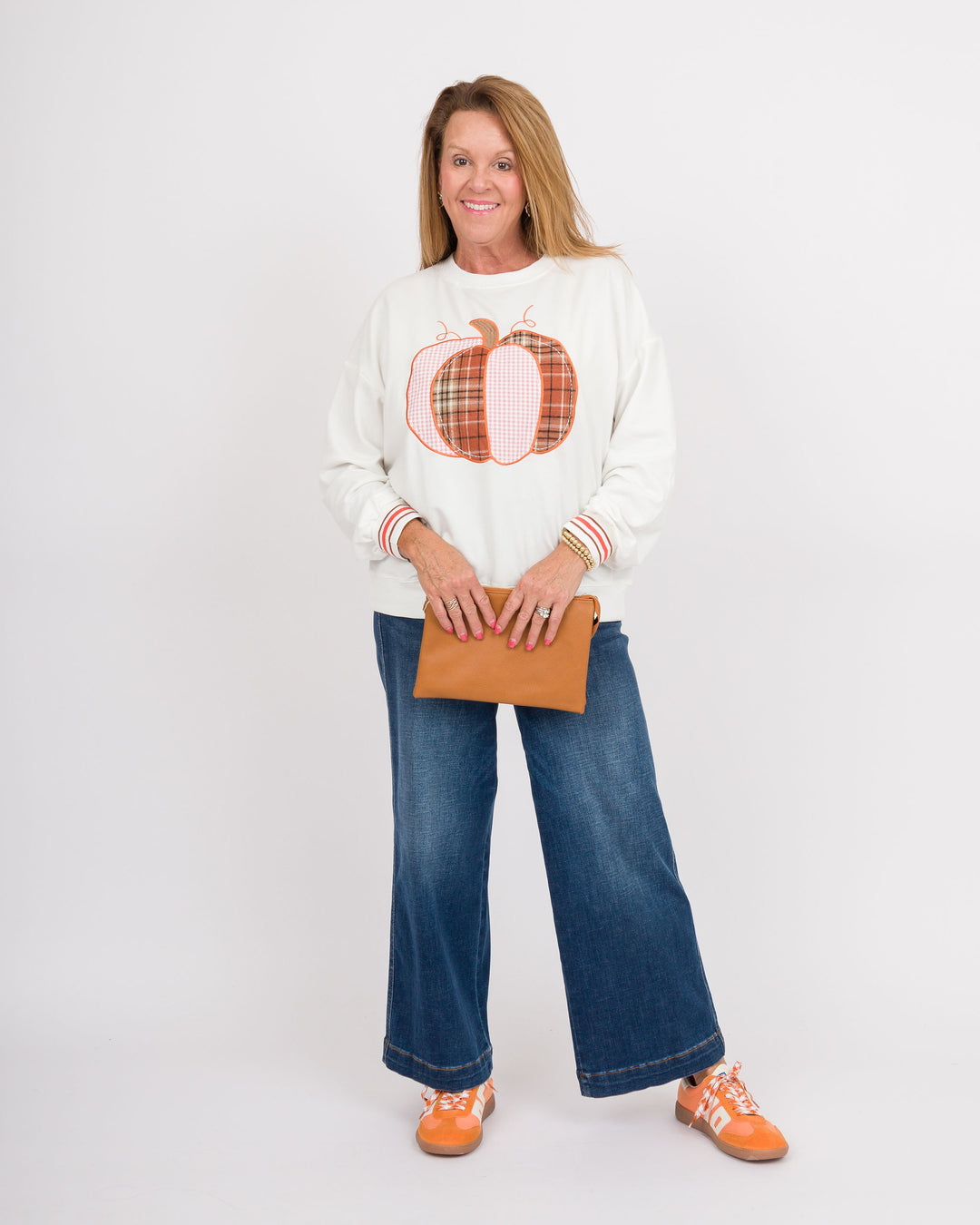 White Long Sleeve Pumpkin Top