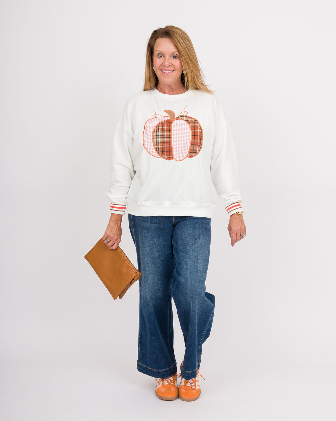White Long Sleeve Pumpkin Top