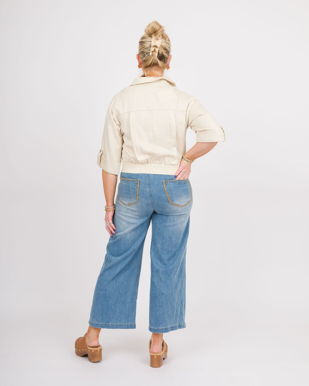 Clancy Ecru Elastic Waist Top