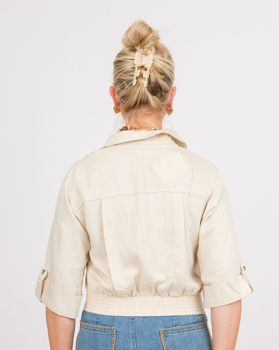Clancy Ecru Elastic Waist Top